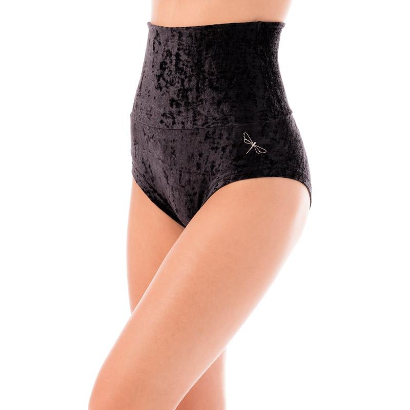 Hoch taillierte Shorts Betty Samt, Schwarz