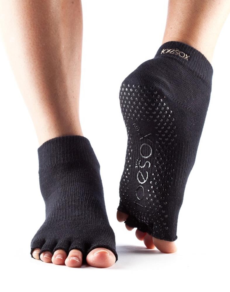 ToeSox Ankle Half Toe Yoga Socks, schwarz