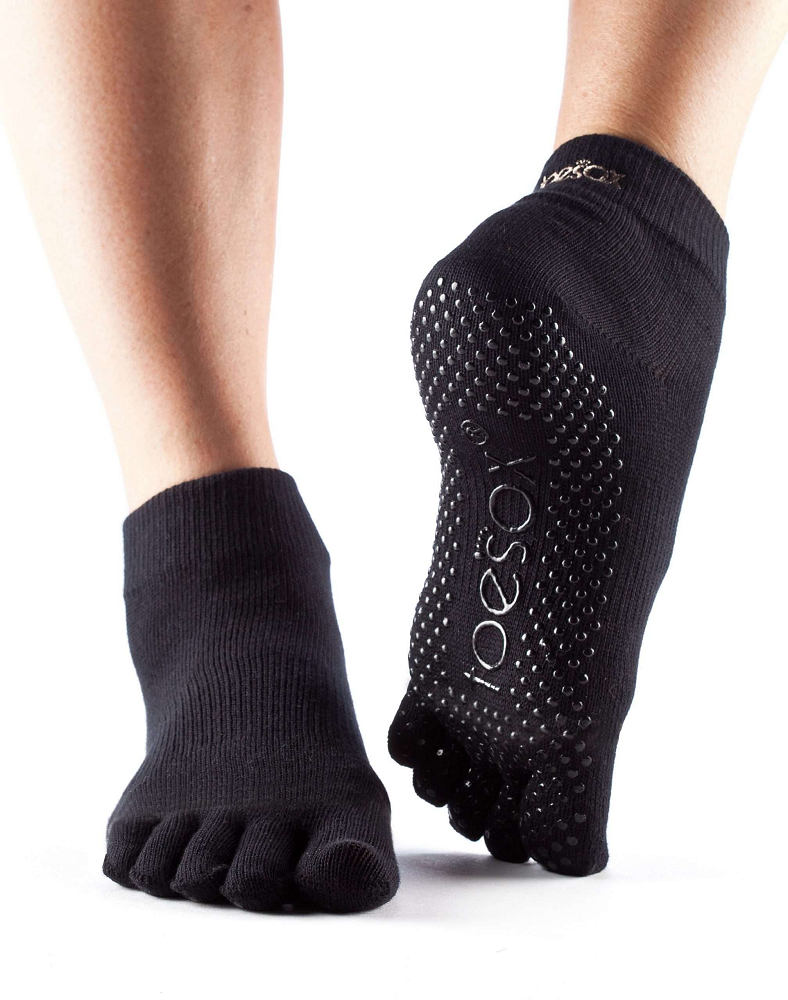 ToeSox Ankle Full Toe Yoga Socks, schwarz