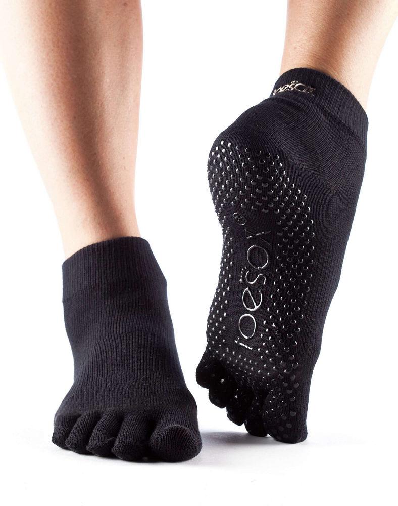 ToeSox Ankle Full Toe Yoga Socks, noir