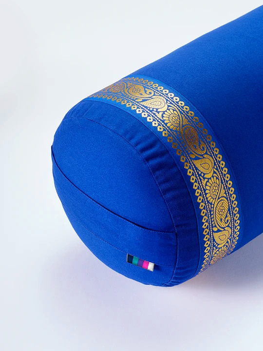 Yogamatters Polster blau mit Goldbesatz
