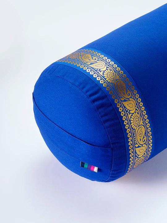 Yogamatters Polster blau mit Goldbesatz