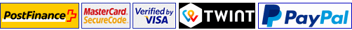 Powered by MasterCard SecureCode, Verified by VISA, Postcard, PayPal, TWINT