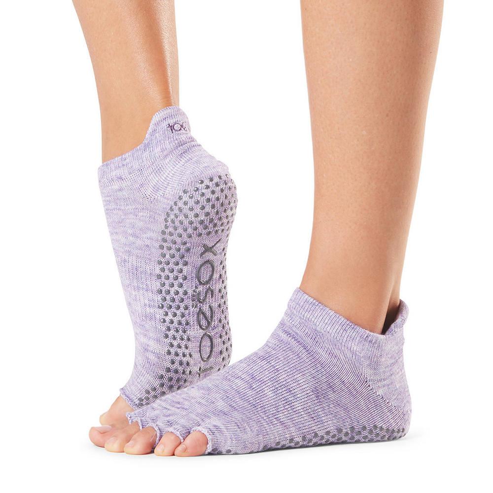 ToeSox Low Rise Half Toe Yoga Socks, Heather Purple