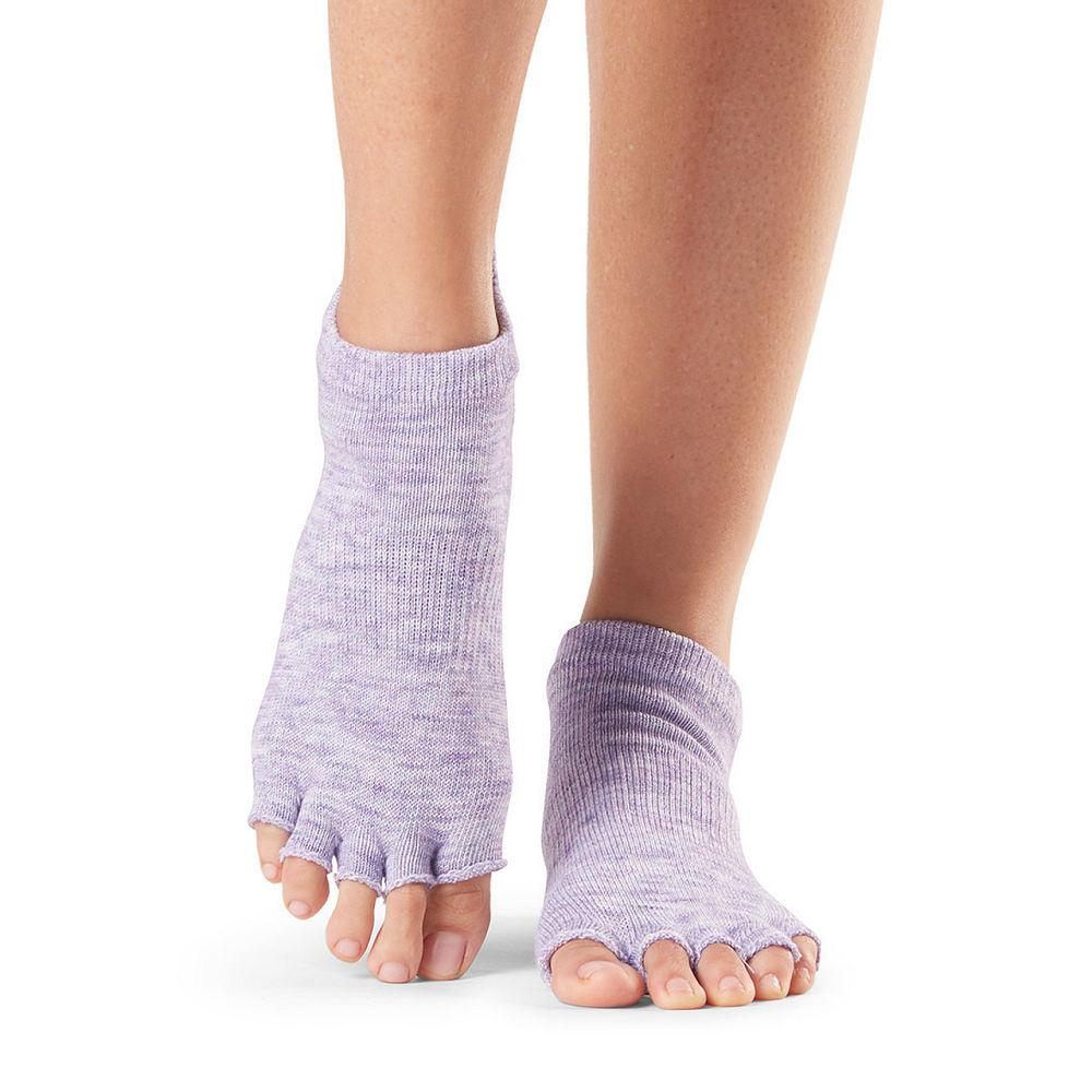 ToeSox Low Rise Half Toe Yoga Socks, Heather Purple