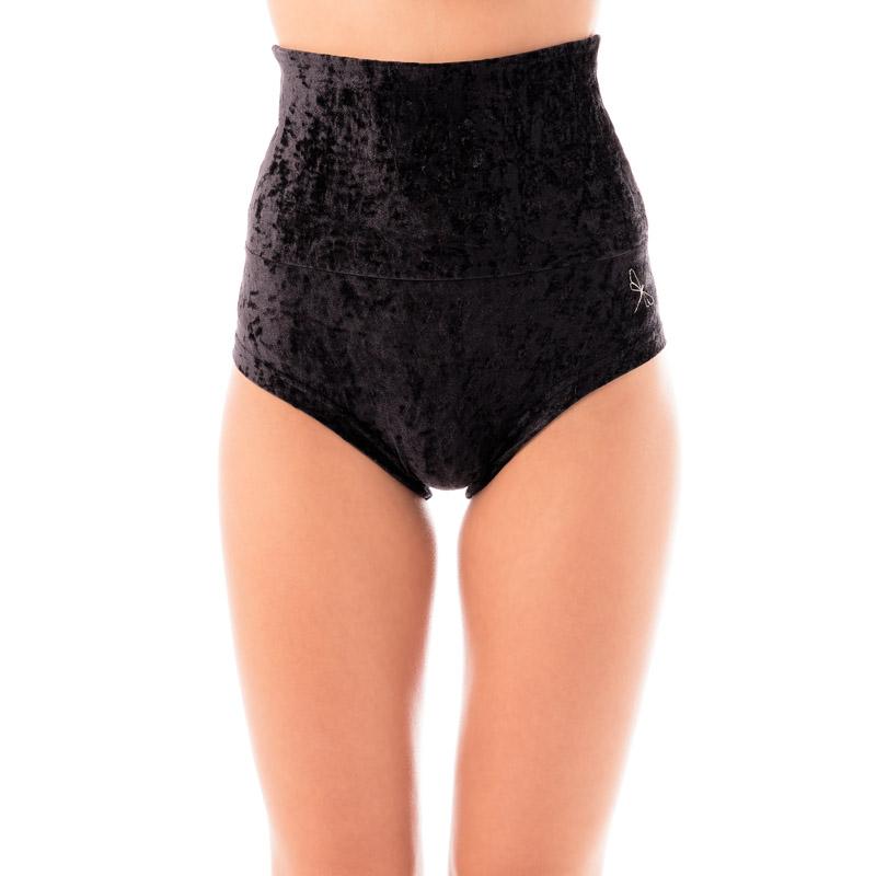 Hoch taillierte Shorts Betty Samt, Schwarz