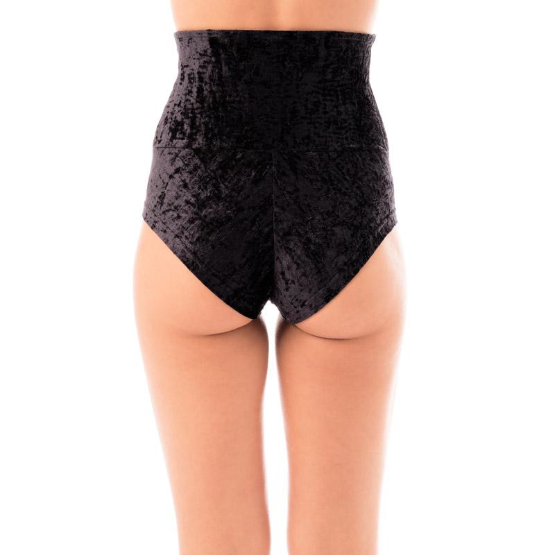 Hoch taillierte Shorts Betty Samt, Schwarz