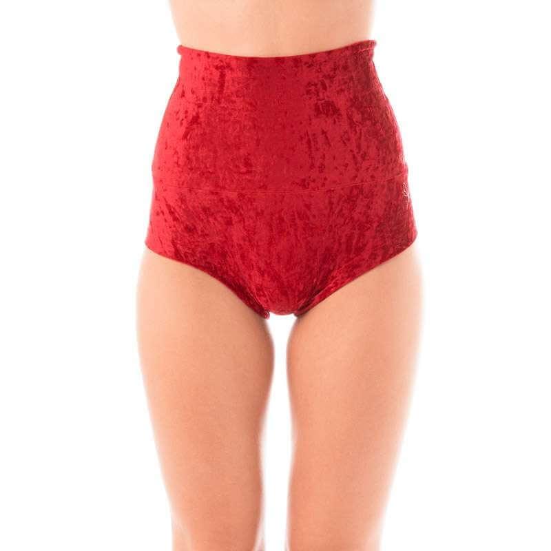 Hoch taillierte Shorts Betty Samt, Rot