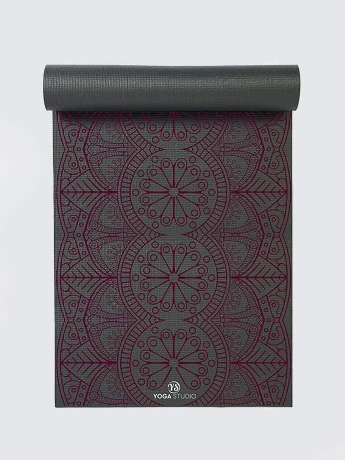 Designed Sticky Yoga Mat 6mm grey, dew drop mandala