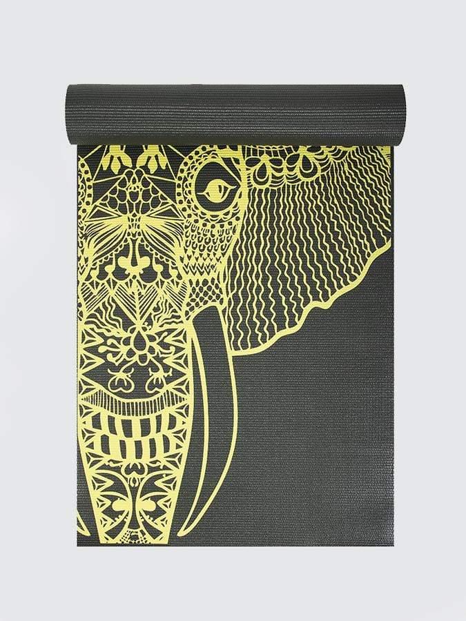 Designed Sticky Yoga Mat 6mm grau, gelber Elefant