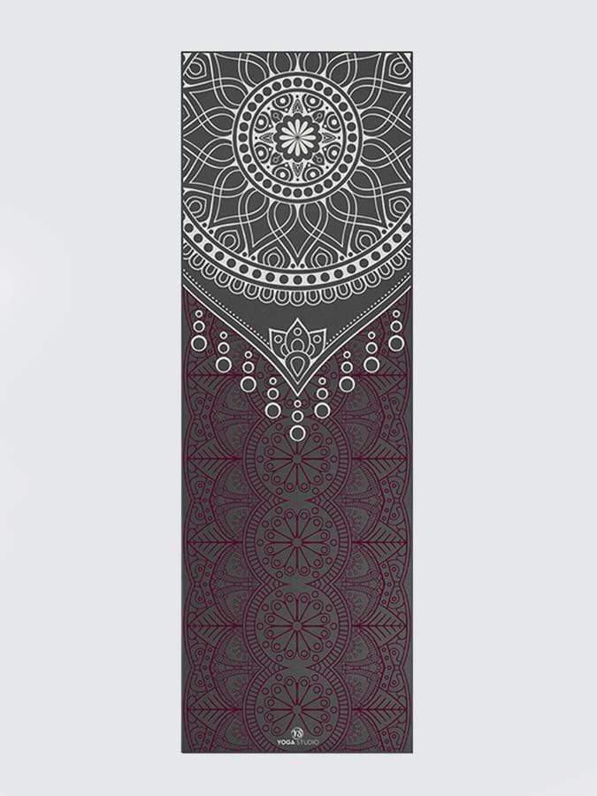 Designed Sticky Yoga Mat 6mm grey, dew drop mandala