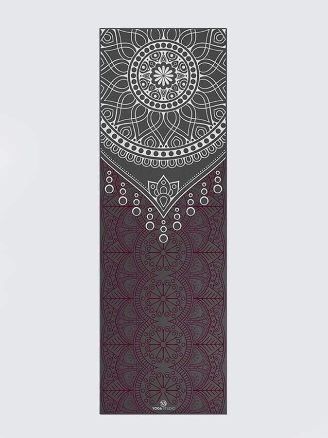 Designed Sticky Yoga Mat 6mm grey, dew drop mandala
