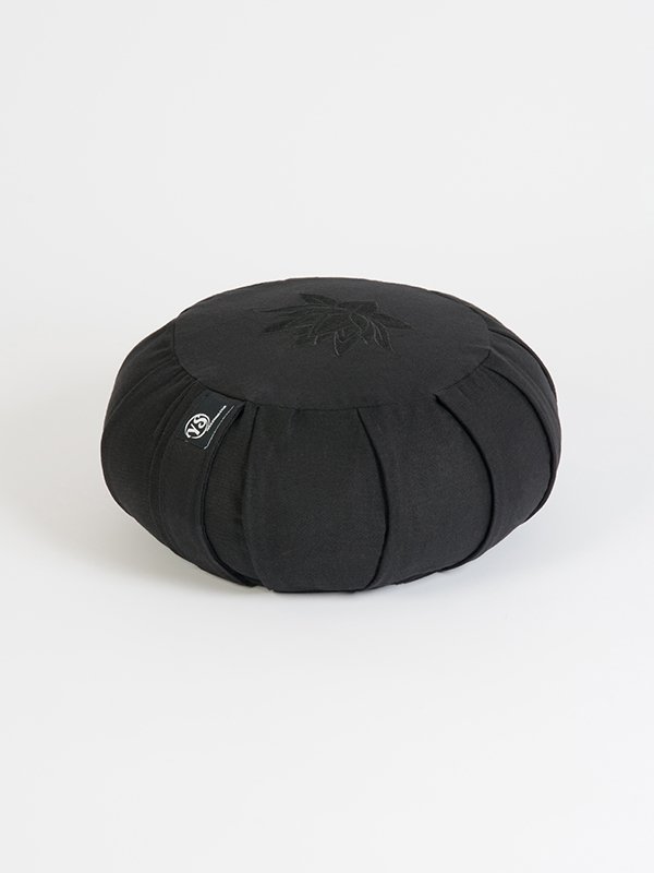 Rundes Lotus Organic Buckwheat Kissen, schwarz